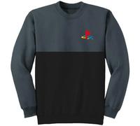 (M, Black/Charcoal) Playstation Unisex Adult Classic Logo Sweatshirt