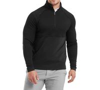 (M, Black) Footjoy Mens 2026 Jacquard Thermal Chill-Out Moisture Wicking Golf Sweater