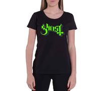 (M, Black) Ghost Green Keyline Logo Womens Skinny Fit T Shirt