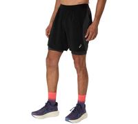 (M, Black/Grey) Asics Mens 2 in 1 Running Shorts