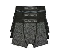(M, Black/Grey) Lambretta Mens Paisley Boxer Shorts (Pack of 3)