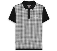 (M, Black) Lambretta Mens Gingham All Over Print Short Sleeve Polo Shirt Top