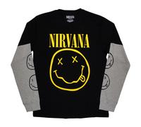 Nirvana Grunge Face Layered Long Sleeve T Shirt M Black