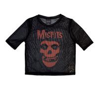 (M, Black/Orange) Misfits Womens/Ladies Skull Mesh Logo Crop Top
