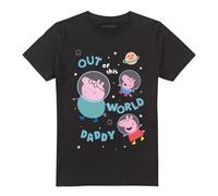 (M, Black) Peppa Pig Unisex Adult Out Of This World Daddy Pig T-Shirt