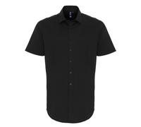 (M, Black) Premier Mens Poplin Stretch Short-Sleeved Shirt
