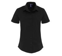 (M, Black) Premier Womens/Ladies Stretch Short-Sleeved Formal Shirt