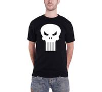 (M, Black) Punisher T Shirt Skull logo new Official Marvel Comics Mens Black