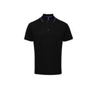 Premier Mens Contrast Coolchecker Polo Shirt (Black/Purple) - Size Medium