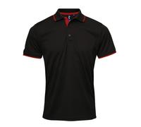 (M, Black/Red) Premier Mens Contrast Coolchecker Polo Shirt