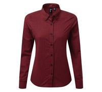 (M, Black/Red) Premier Womens/Ladies Maxton Check Long Sleeve Shirt