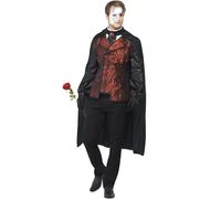 (M, Black/Red/Silver) Smiffys Mens Dark Opera Masquerade Costume Set