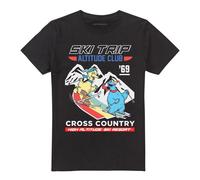 (M, Black) Sesame Street Unisex Adult Apres Ski Big Bird & Cookie Monster T-Shirt