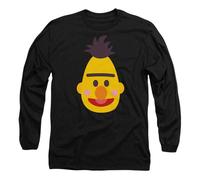 (M, Black) Sesame Street Unisex Adult Bert Kawaii Face Long-Sleeved T-Shirt
