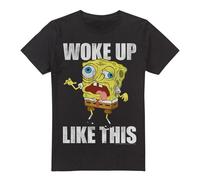 (M, Black) SpongeBob SquarePants Mens Woke Up Like This Meme T-Shirt