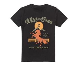(M, Black) Yellowstone Mens Wild & Free T-Shirt