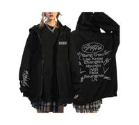 (M, Black1) Stray Kids Hoodies Skzoo Print Jackets Skz Hooded Jacket Korean Kpop Concert Coat Stray Kids Sweatshirt Y2k Men Women-Yvan