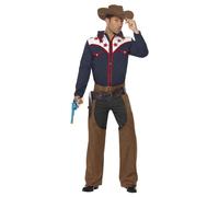 (M, Blue/Brown) Smiffys Unisex Adult Rodeo Cowboy Costume Set