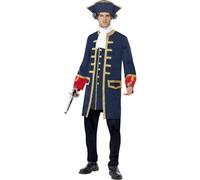 (M, Blue/Gold) Smiffys Mens Pirate Commander Costume Set