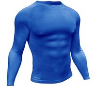 M - BLUE Junior Long Sleeve Baselayer Compression Shirt - Unisex Training Top