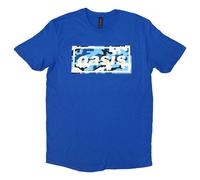 (M, Blue) Oasis Camo Band Logo T Shirt