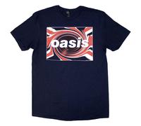 (M, Blue) Oasis T Shirt Union Jack Classic Band Logo new Official Mens Blue