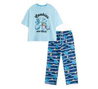 (M, Blue) Sesame Street Womens/Ladies Cookie Monster Short-Sleeved Long Pyjama Set