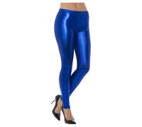 (M, Blue) Smiffys Womens/Ladies 80s Disco Metallic Leggings