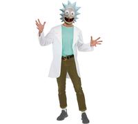 (M, Blue/White) Rick And Morty Unisex Adult Rick Costume Set