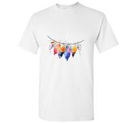 (M) Boho Style Abstract Colourful Leaf Leaves White Men T Shirt Tee Top