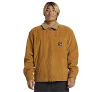 (M, Bone Brown) Quiksilver Mens DNA Sherpa Harrington Jacket Winter Bomber Coat Cotton Corduroy