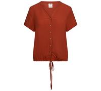 Trespass Womens Casual Top Beatrice - Notch Neckline, Relaxed Fit, Front Button Fastening, Gathered Hem with Tie Detail, 90% Viscose, 10% Linen