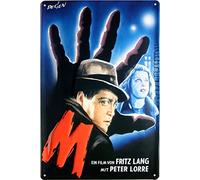 M by Fritz Lang Peter Lorre Embossed Tin Sign with "Advertising Sign 1844