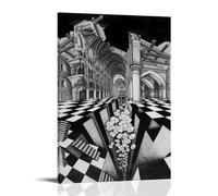 M C Escher Canvas Wall Art Home Posters Are Suitable for Bedroom Dining Room And Living Room Beautiful Artwork Is A Great Gift for FriendsFrame-style12x18inch(30x45cm)