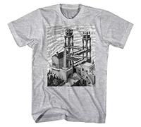 M.C. Escher Men's Waterfall Graphic T-Shirt, Ash Grey, Medium