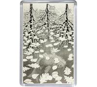 M C Escher Three Worlds Fridge Magnet 5x7.5cm Mathematical Art Optical Illusion Magnet