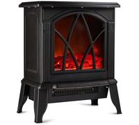M.C.Haus Electric Fireplace Freestanding Heater Colorful Flame Remote Control, 900W/1800W, Black