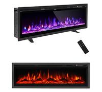 M.C.Haus Electric Fireplace Insert Wall Mounted Freestanding Heater Metal Panel Heater Colorful Flame Remote Control with Crystal, 900W/1800W (40"/102cm, Black)