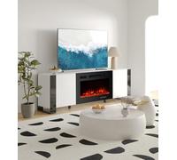 M.C.Haus Modern TV stand with 40" Electric Fireplace, suitable for TVs up to 85 inches,12 colours, electric fireplace 900 W/1800 W, 2 cabinets, white