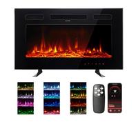 M.C.Haus Ultra-Thin Electric Fireplace Low Noise, 12 Variable & Breath Colors Flame, Recessed Wall Mounted Free Standing, Touch Screen & Remote Control, Crystal & Log Set(76cm/30inch, Smart Wi-Fi)