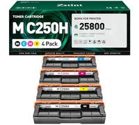 M C250H MC250H Toner Cartridge Set 4-Pack High Yield Replacement for Ricoh 408336 408337 408338 408339 Compatible for Ricoh M C250FW PC300W C251FW P C301W C311W Printer Ink Black Cyan Magenta Yellow