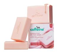 m-Caffeine Brightening Tan Removal Soap -1% Kojic Acid & Glutathione -Pack of 3x100g | Niacinamide, Glycolic Acid - Reduce Dark Spots | Tangy Guava Perfumed Bar | Moisturizing Bath Soap for Women, Men