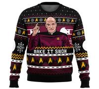 (M) Captain Picard Star Trek Ugly Christmas Sweater Men Pullover Round Neck Long Sleeve Top Christmas 2025 New Sweatshirt