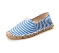 M&Catree Men Women's Casual Canvas Espadrilles Lightweights Stripes Loafer Flats Classic Sneaker - Blue, CN 45