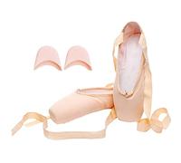 M&Catree Professional Ballet Pointe Shoes Dance Shoes with Sewed Ribbon and Silicone Toe Pads for Girls Womens - Canvas (Silicone Toe Pads), CN 38 (EU 37)