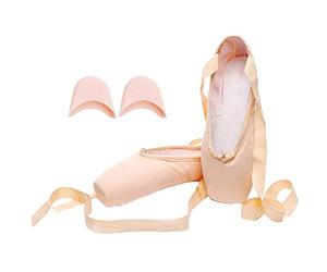 M&Catree Professional Ballet Pointe Shoes Dance Shoes with Sewed Ribbon and Silicone Toe Pads for Girls Womens - Canvas (Silicone Toe Pads), CN 37 (EU 36)