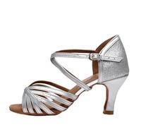 M&Catree Women's Latin Dance Shoes Ballroom Party Practice Dancing Open Toe High Heel Party Prom Practice Shoes - Silver (Heel 7cm), CN 38 (EU 37)