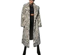 M&Catree Women's Long Faux Fur Coat, Leopard Print Fluffy Winter Jacket Long Sleeve Open Front Warm Coats Lapel Shaggy Cardigan - Leopard, XXL