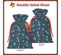 M Christmas Bag Drawstring Family Decorations – Bones and dog claws Print Burlap Goody Wrapping Treat Gift Pouches