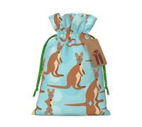 M Christmas Bag Drawstring Family Decorations – Funny for Kangaroo Zoo Print Burlap Goody Wrapping Treat Gift Pouches